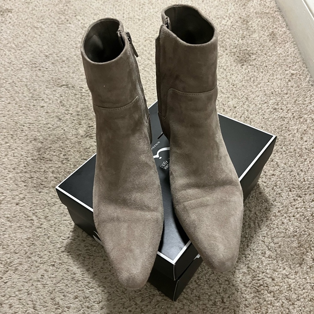 Stylish Grey Suede Vince Ankle Boots (size 8)